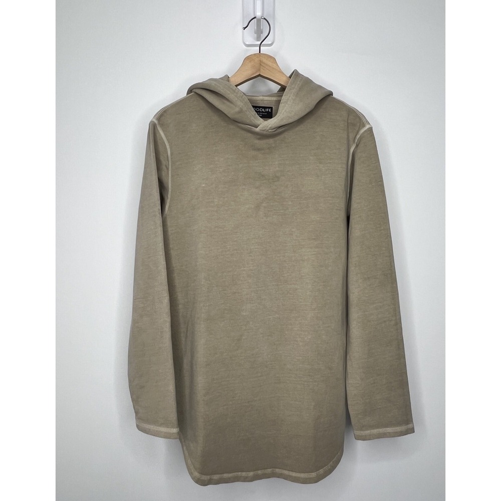 Goodlife Terry Hoodie Mens Large Beige Cotton Sweatshirt Made In USA Preppy